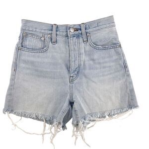Madewell Size 23 The Mom Jean Shorts Light Wash 100% Cotton Frayed Sexy‎